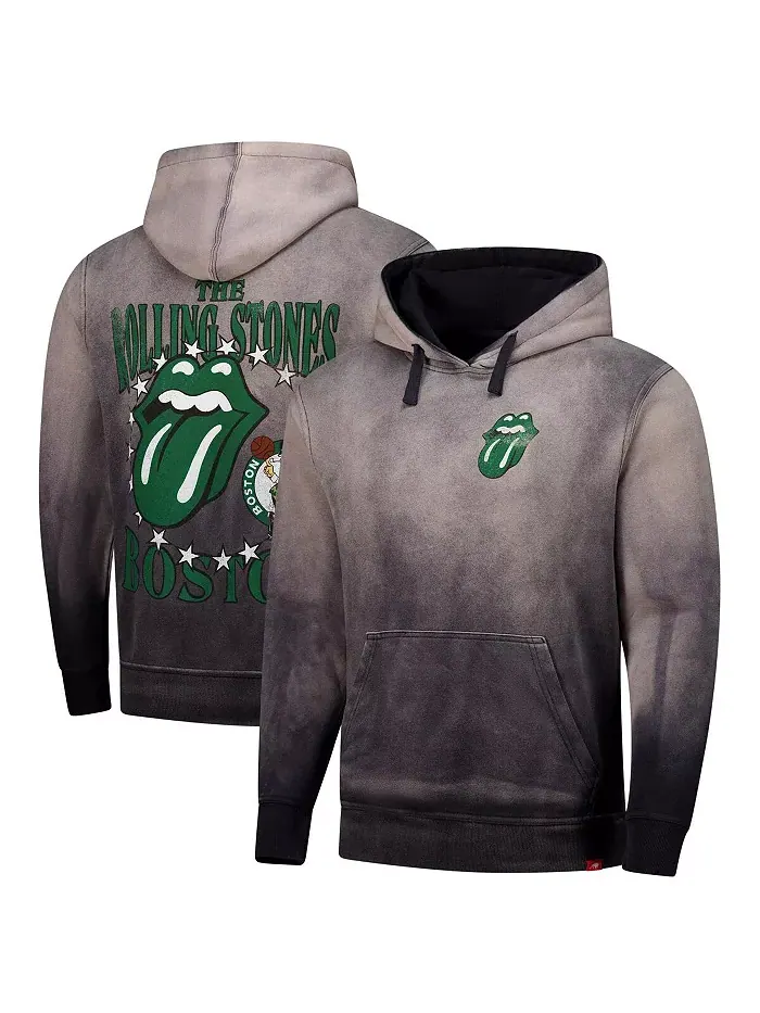 Мужская и женская серая толстовка с капюшоном Rolling Stones x Boston Celtics в коллаборации