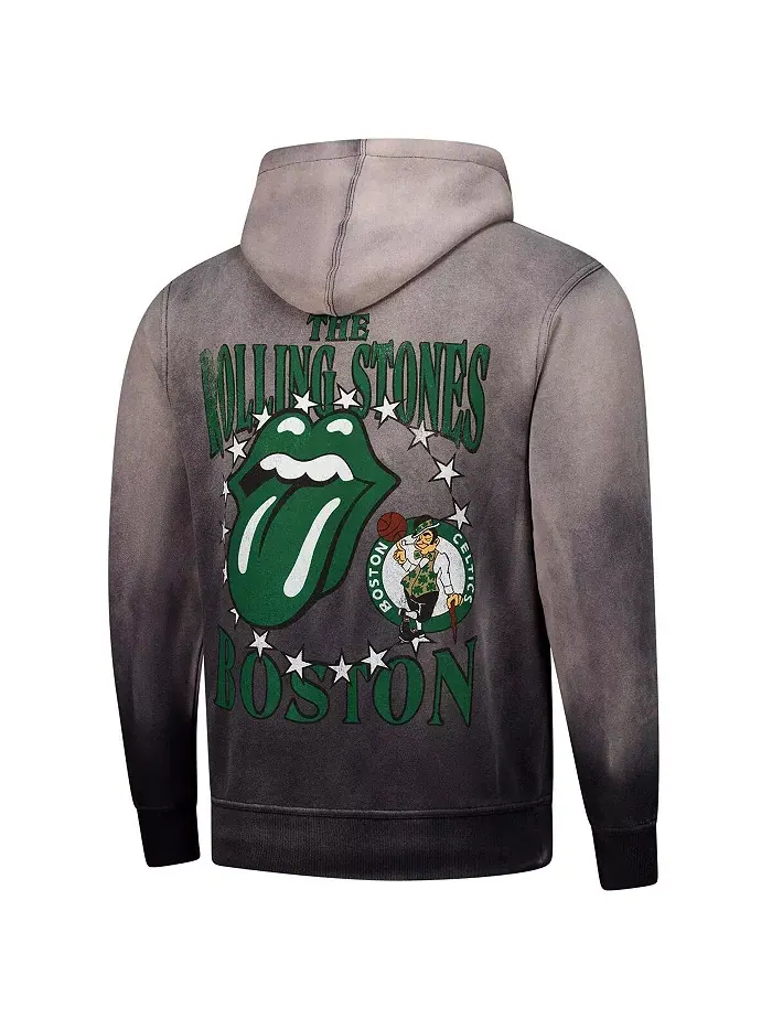 Мужская и женская серая толстовка с капюшоном Rolling Stones x Boston Celtics в коллаборации — изображение 3 из 3