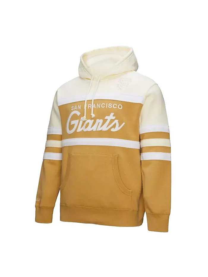 Мужская худи с капюшоном San Francisco Head Coach в цвете «тан/крем» Mitchell & Ness — изображение 4 из 4