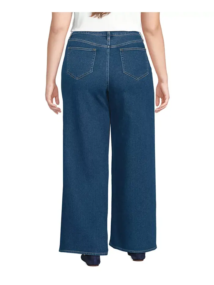 Женские джинсы Recover Denim с высокой талией и очень широкими штанинами Lands' End — изображение 2 из 4