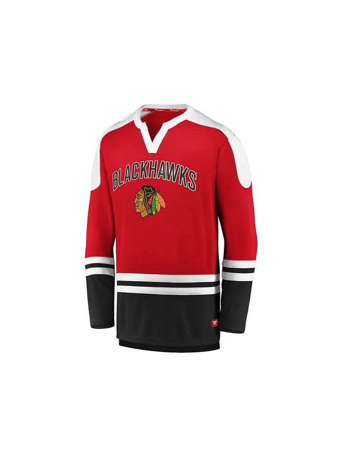 Мужская рубашка с круглым вырезом Chicago Blackhawks Slapshot Majestic — изображение 1 из 2, красный/черный