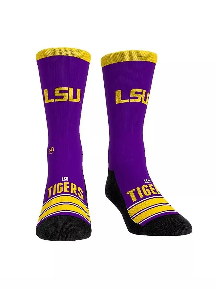 Носки мужские и женские LSU Tigers Gametime Stripe Crew Rock 'Em — изображение 1 из 1