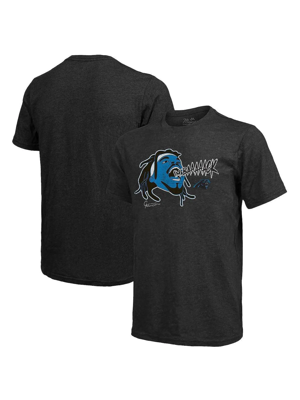 Мужская футболка с рисунком threads cam newton black carolina panthers tri-blend player Majestic — изображение 1 из 3, черный