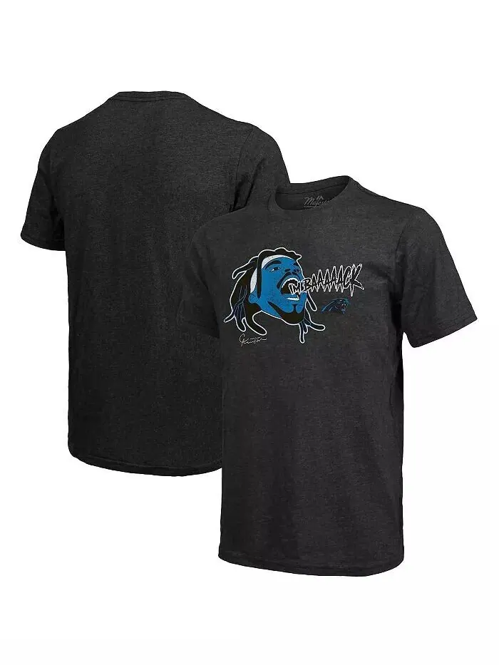 Мужская футболка с графическим принтом игрока Threads Cam Newton Black Carolina Panthers Tri-Blend — изображение 1 из 3