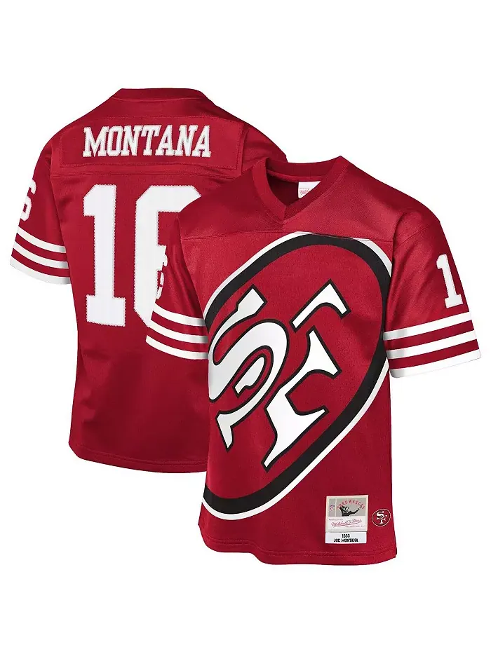 Футболка в стиле ретро San Francisco 49ers 1990 года для подростков Joe Montana в алом цвете — изображение 1 из 3