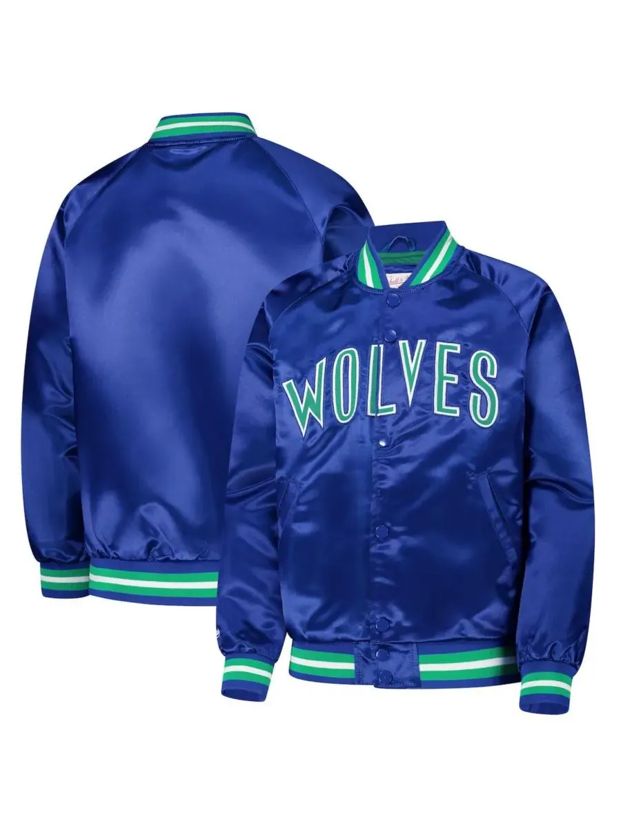 Куртка Big Boys and Girls Royal Minnesota Timberwolves Hardwood Classics Satin Raglan Full-Snap — изображение 1 из 3, синий