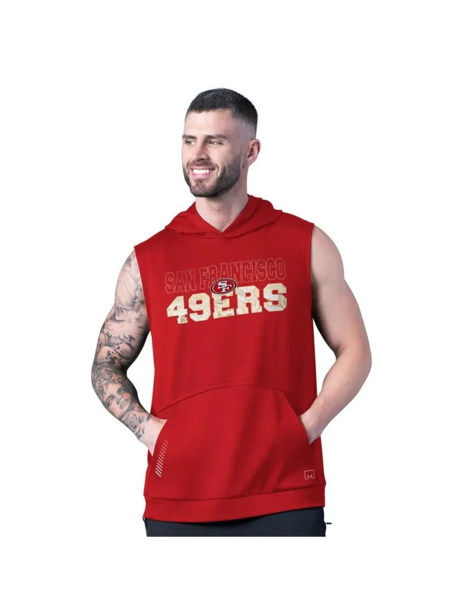 Мужская алая толстовка без рукавов San Francisco 49ers Tri-Blend Rebound MSX by Michael Strahan