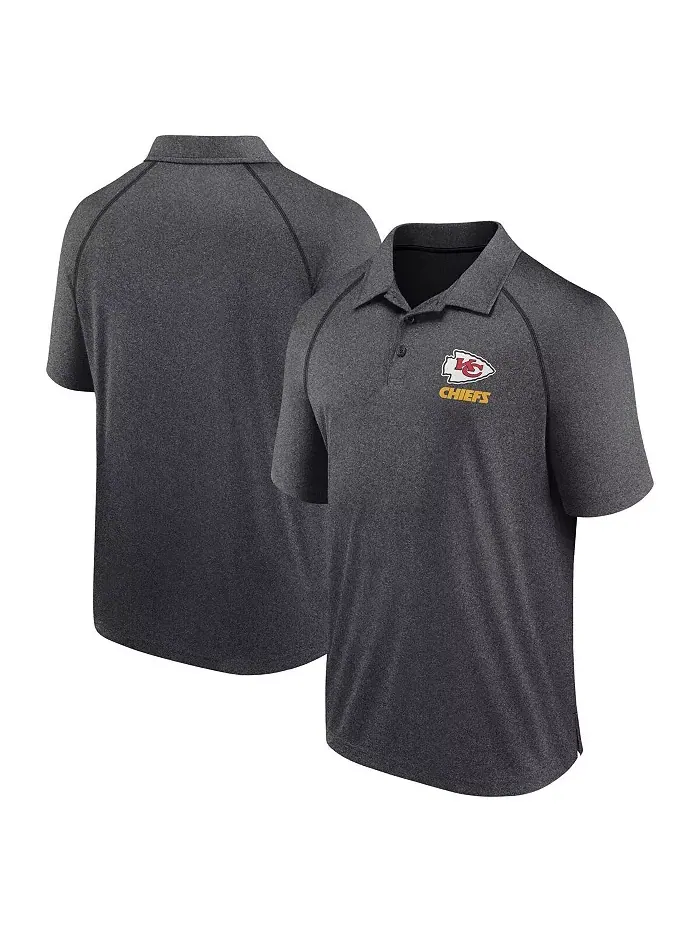 Мужская поло реглан Heather Charcoal Kansas City Chiefs Making Waves Fanatics — изображение 1 из 3