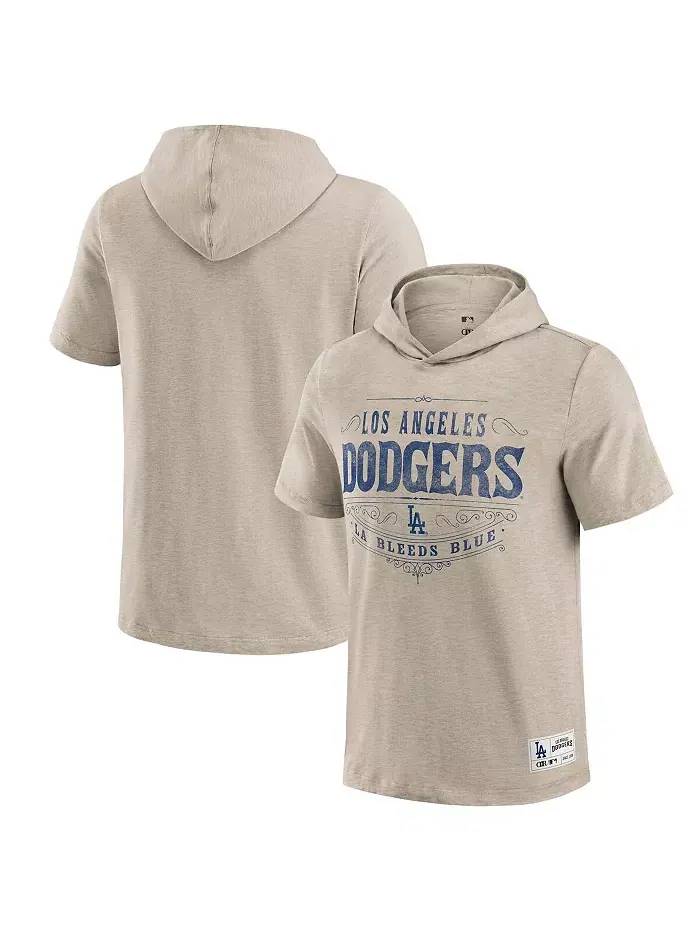 Мужская худи-футболка Los Angeles Dodgers в бежевом цвете Fanatics — изображение 1 из 3