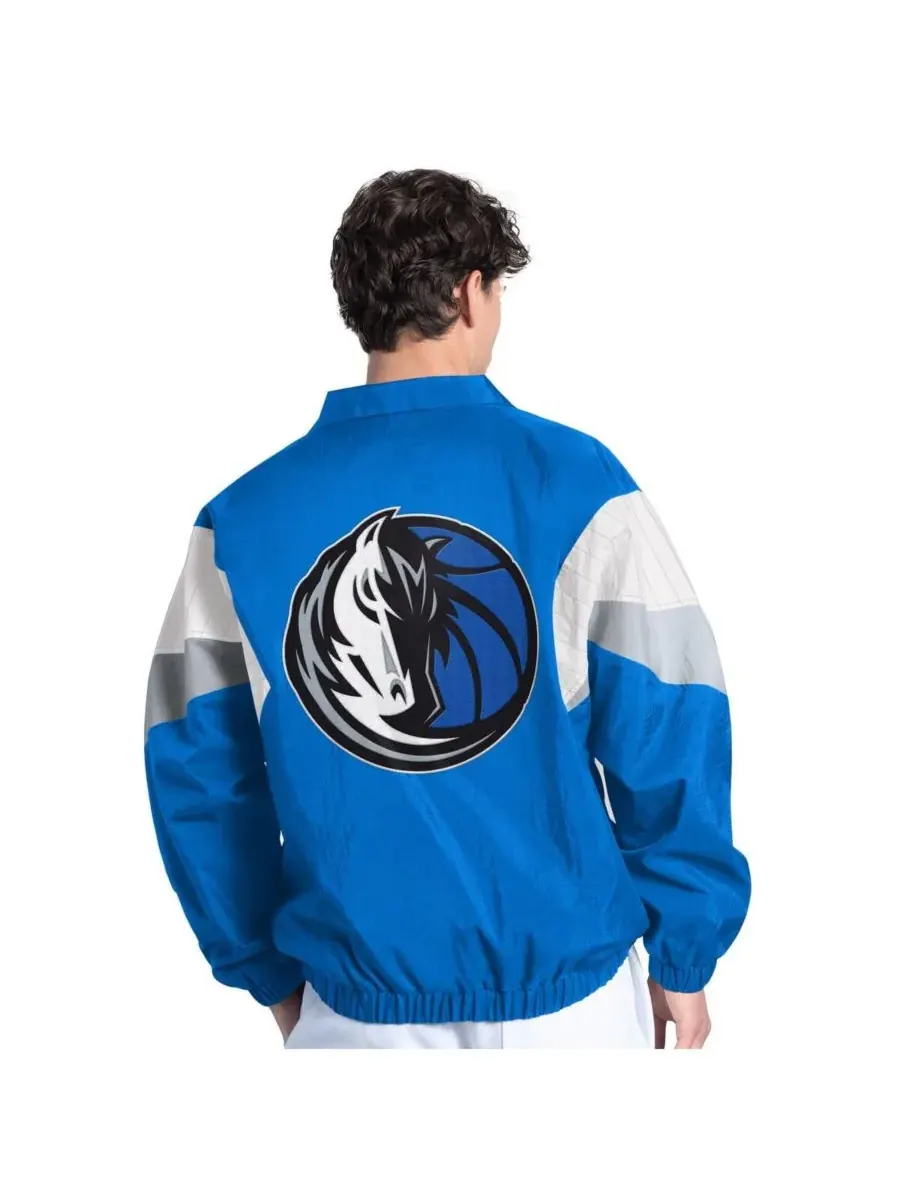 Starter Мужская синяя куртка на молнии с символикой Dallas Mavericks Yard Line — изображение 2 из 2, синий серебристый