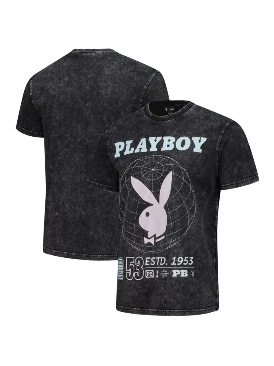 Lids Мужская черная футболка Playboy с принтом кролика, выполненная в стиле «потертый кролик»