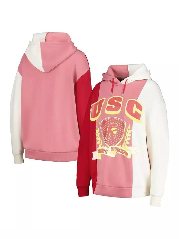 Женский пуловер с капюшоном и цветными блоками Cardinal USC Trojans Hall of Fame Gameday Couture — изображение 1 из 3