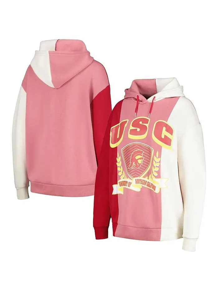 Женский пуловер с капюшоном и цветными блоками Cardinal USC Trojans Hall of Fame Gameday Couture — изображение 1 из 3