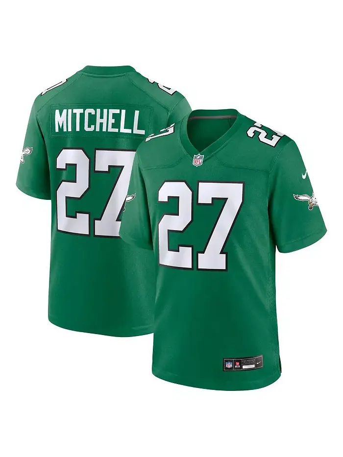 Мужская игровая альтернативная футболка Philadelphia Eagles Quinyon Mitchell цвета Kelly Green Nike — изображение 1 из 3