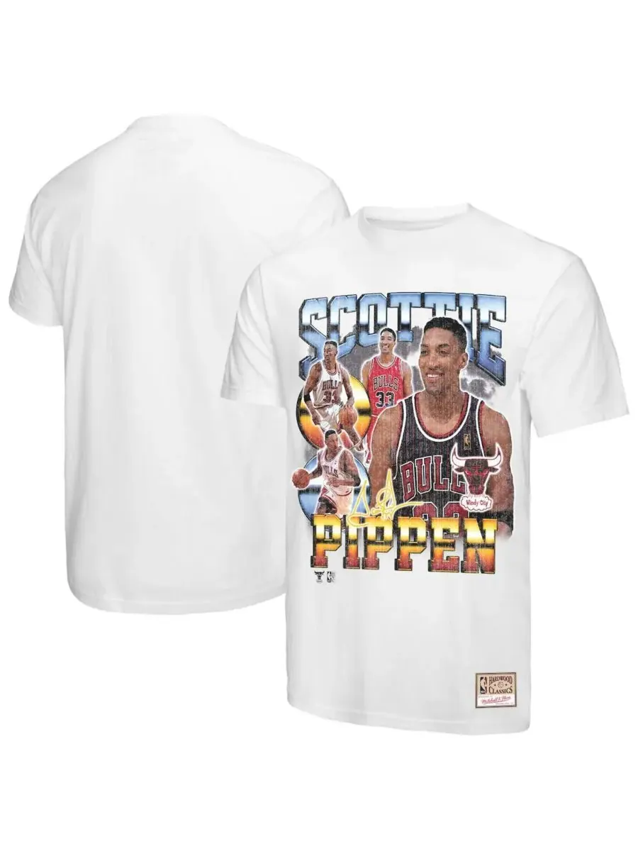 Mitchell & Ness Мужская белая футболка с изображением Скотти Пиппена из команды Chicago Bulls — изображение 1 из 3, белый