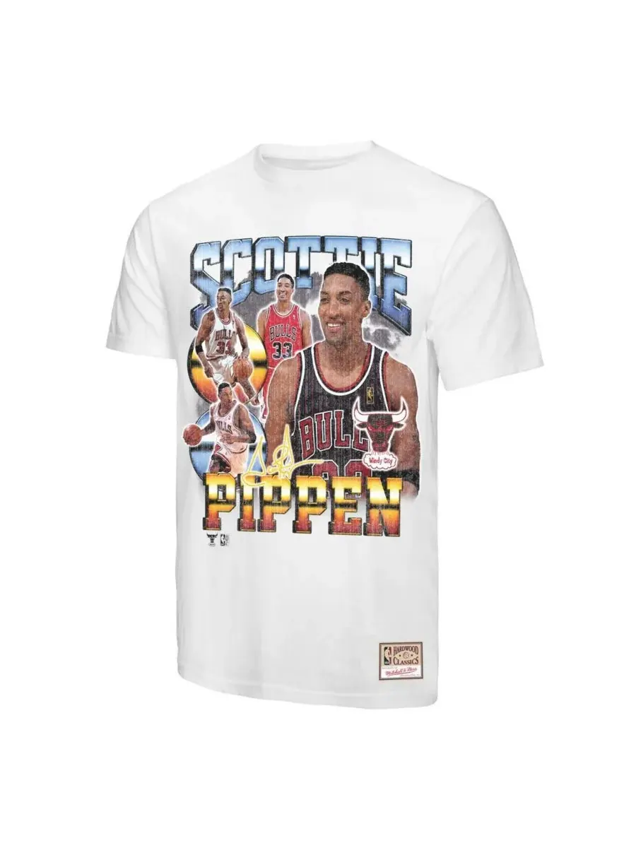Mitchell & Ness Мужская белая футболка с изображением Скотти Пиппена из команды Chicago Bulls — изображение 2 из 3, белый