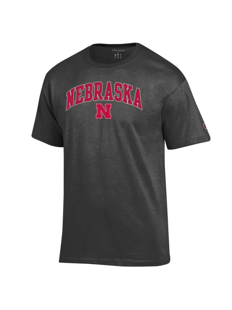Champion Мужская футболка Nebraska Huskers Arch Over Logo цвета угольно-серого — изображение 2 из 3, темно-серый