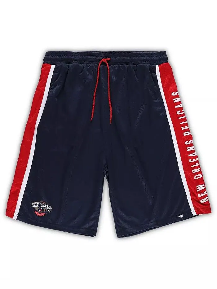 Мужские шорты-клеш для судей New Orleans Pelicans Big and Tall, синие, сетчатые, культовые Fanatics