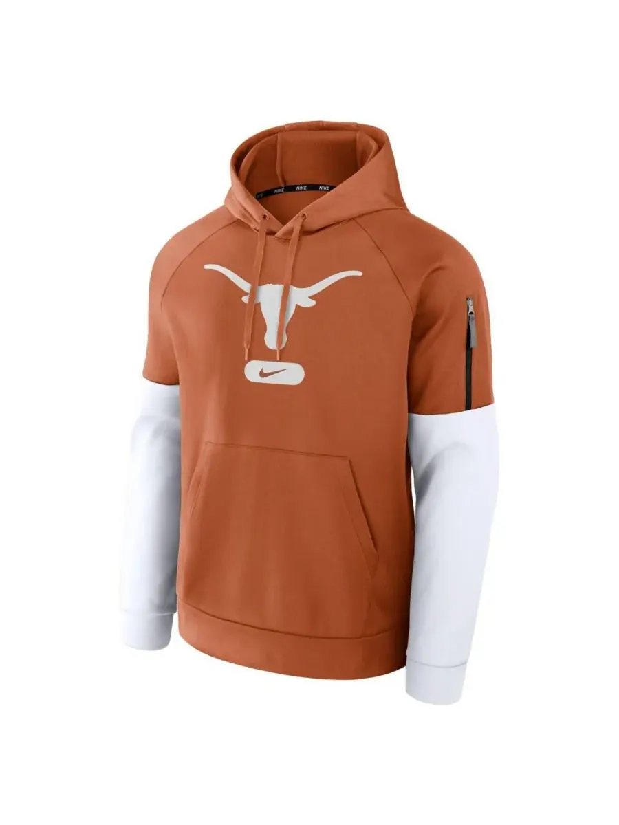 Nike Мужская толстовка с капюшоном Texas Burnt Orange Texas Longhorns для занятий фитнесом и — изображение 2 из 3, оранжевый