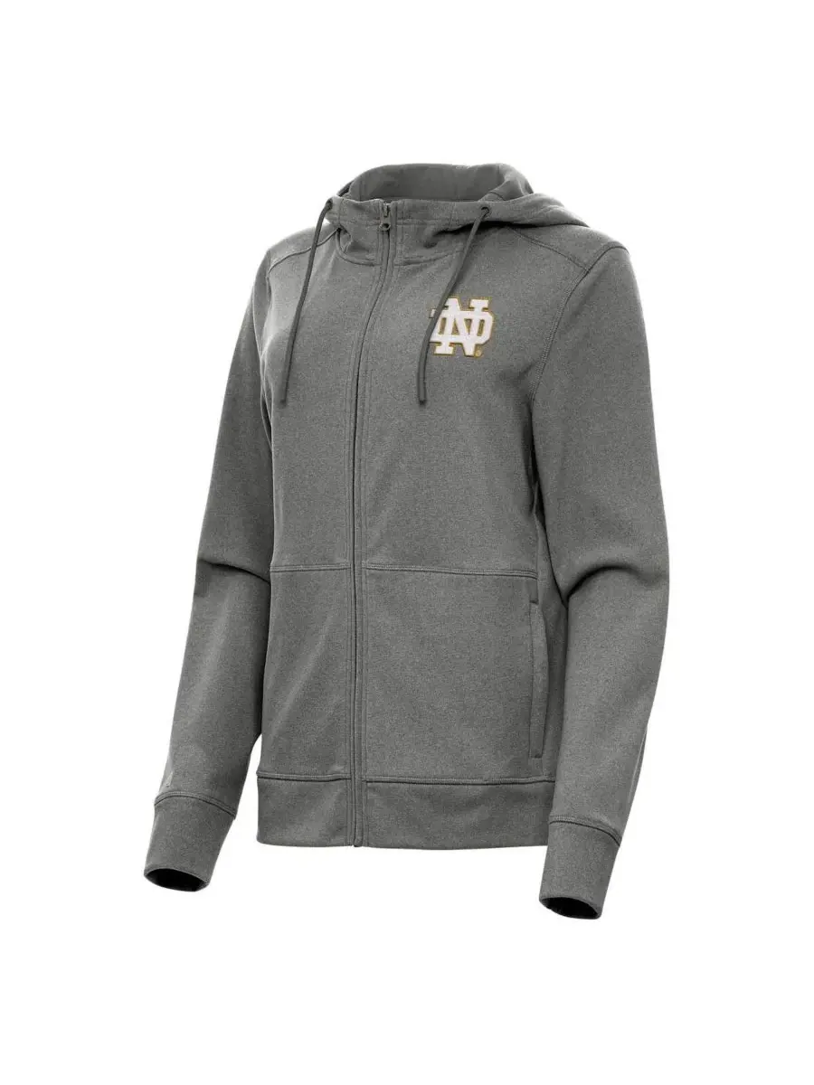 Antigua Женская толстовка на молнии Heather Black Notre Dame Fighting Irish Seeker — изображение 1 из 1, темно-серый
