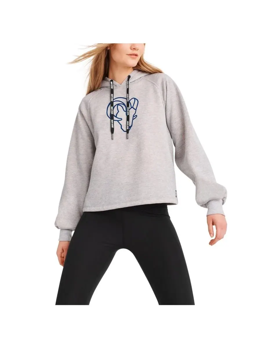 Женская толстовка DKNY серого цвета с рукавами реглан и логотипом Los Angeles Rams от Debbie Dolman — изображение 1 из 2