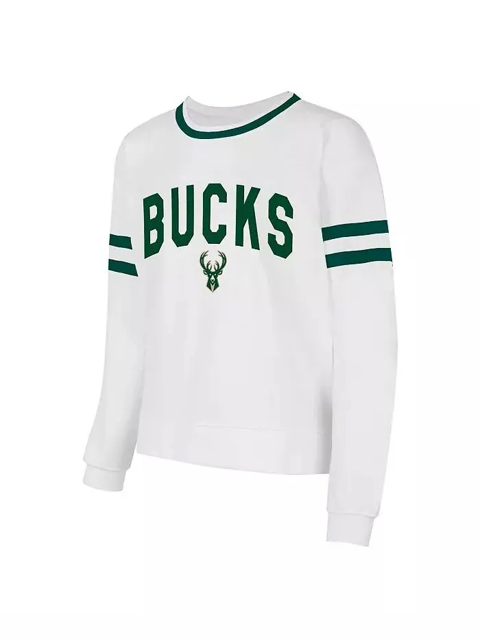 Женская белая толстовка-пуловер Milwaukee Bucks Borough Concepts Sport — изображение 3 из 3