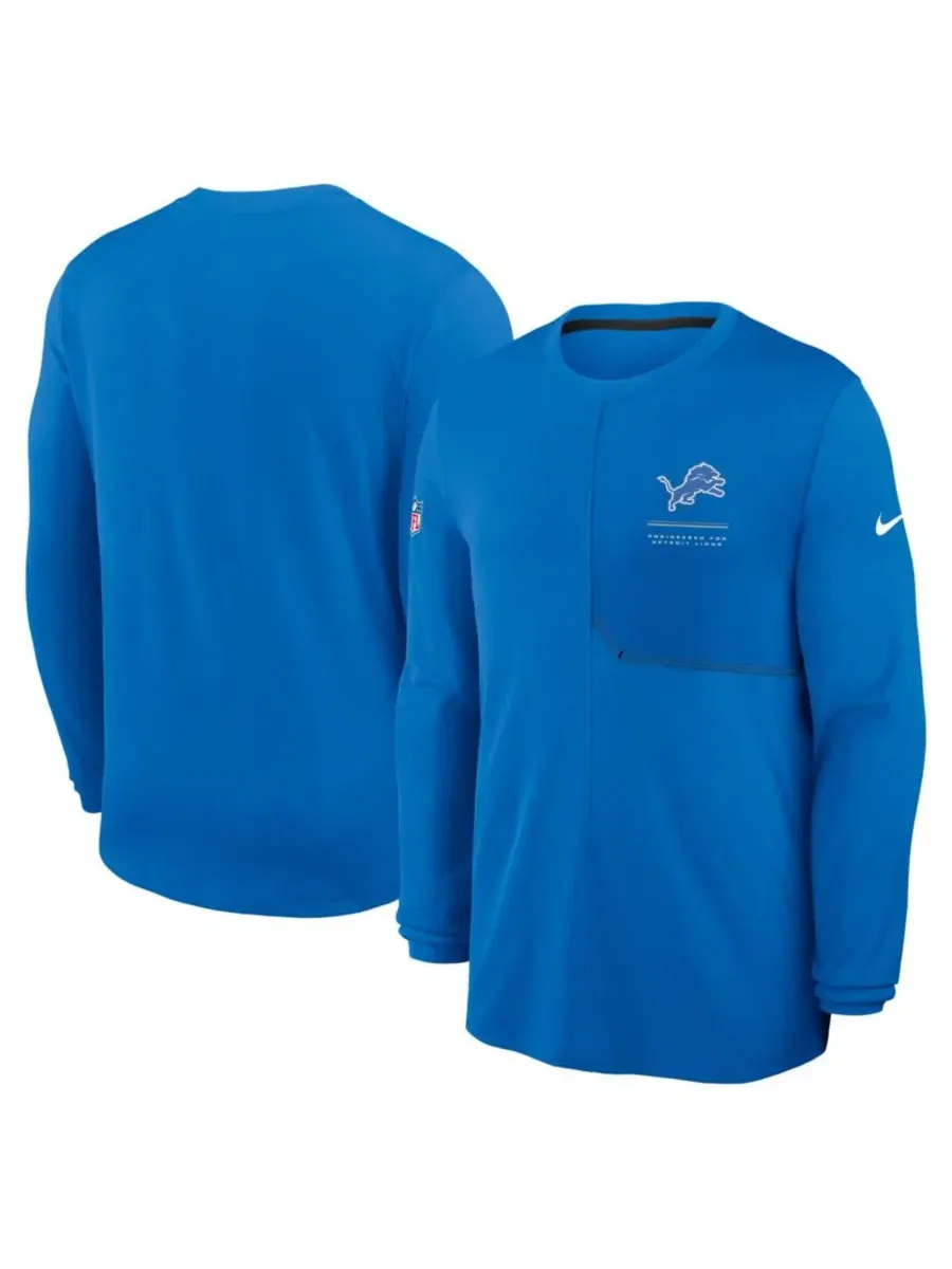 Лонгслив с длинным рукавом Nike, модель Detroit Lions Sideline Coaches UV Dri-FIT — изображение 1 из 5, синий