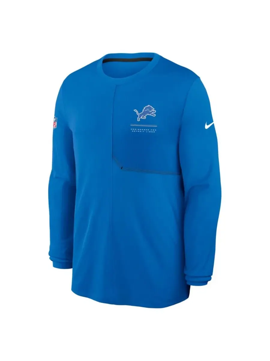 Лонгслив с длинным рукавом Nike, модель Detroit Lions Sideline Coaches UV Dri-FIT — изображение 2 из 5, синий