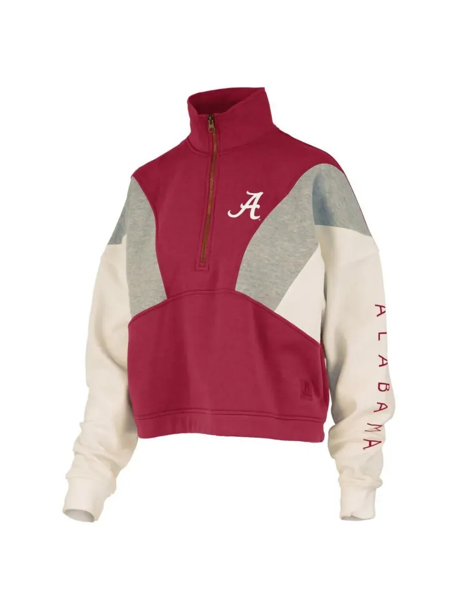 Pressbox Женская толстовка на молнии с цветными блоками «Алабама Кримсон Тайд Феррара» цвета — изображение 3 из 3, красный