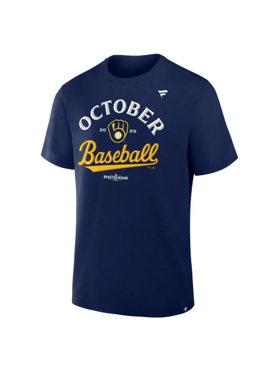 Fanatics Мужская темно-синяя футболка Milwaukee Brewers с символикой раздевалки команды в плей-офф — изображение 2 из 3