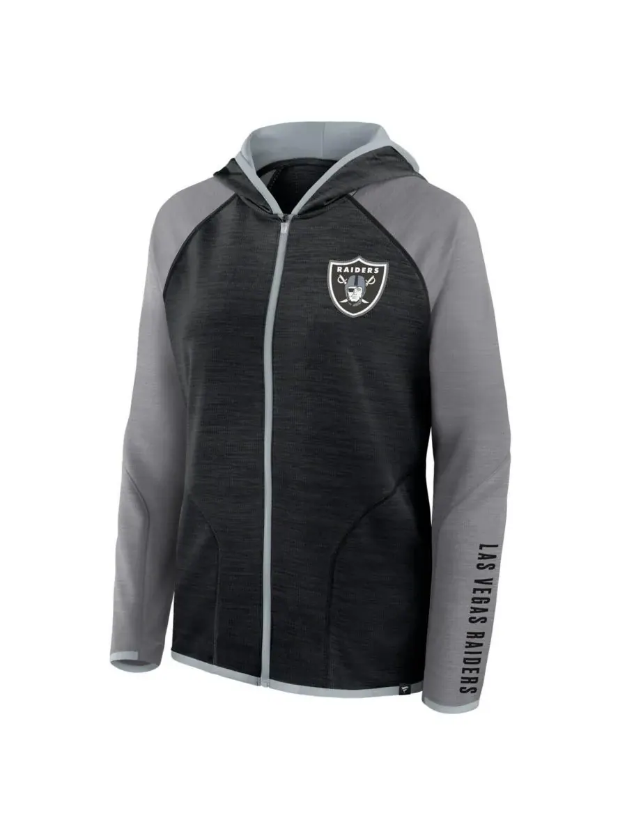 Fanatics Женская черная толстовка на молнии Las Vegas Raiders больших размеров End Around Pass — изображение 3 из 3, черный