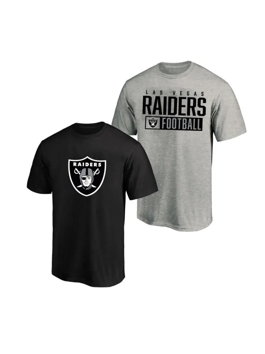 Комплект футболок с коротким рукавом Las Vegas Raiders Big & Tall Fanatics — изображение 1 из 1, серый черный