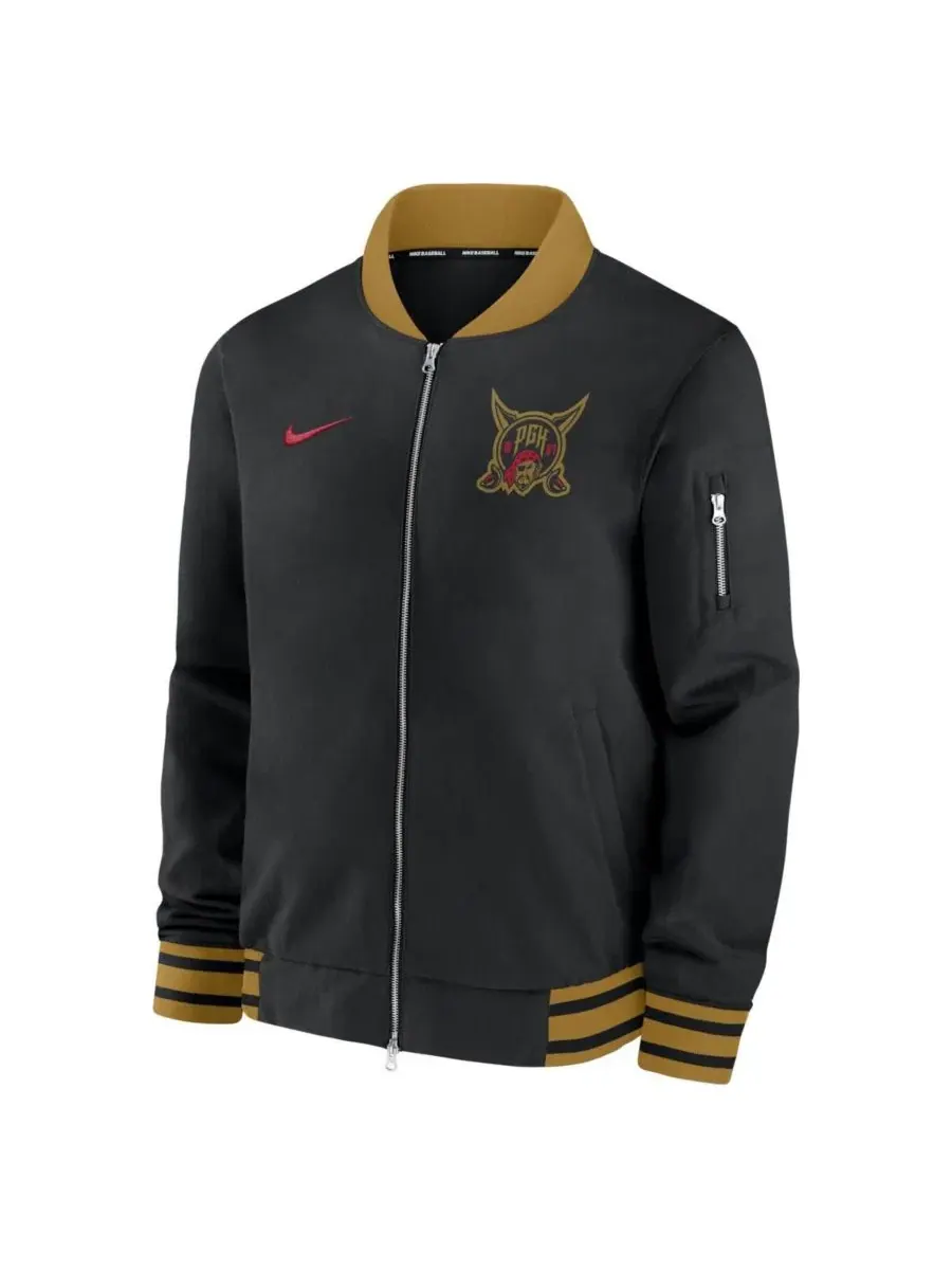 Мужская куртка-бомбер Nike Black Pittsburgh Pirates 2026 City Connect Authentic Collection Relaxed — изображение 2 из 3
