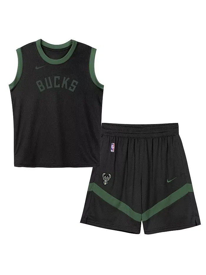 Детский сет из сетчатого топа и шорт Milwaukee Bucks черного цвета Nike — изображение 1 из 5