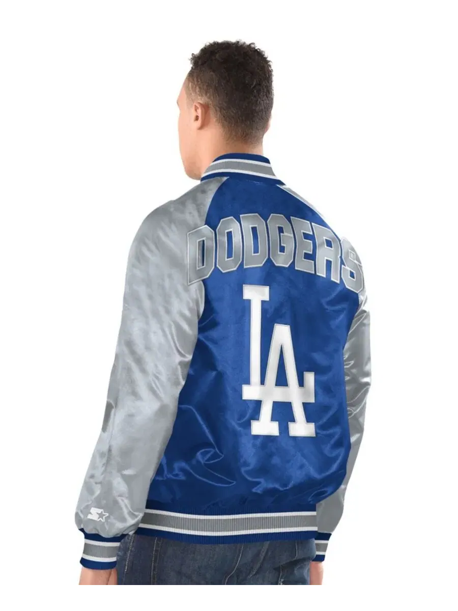 Мужская куртка-бомбер из атласа с принтом Los Angeles Dodgers Starter — изображение 2 из 6, серый