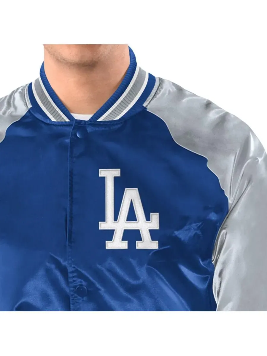Мужская куртка-бомбер из атласа с принтом Los Angeles Dodgers Starter — изображение 3 из 6, серый