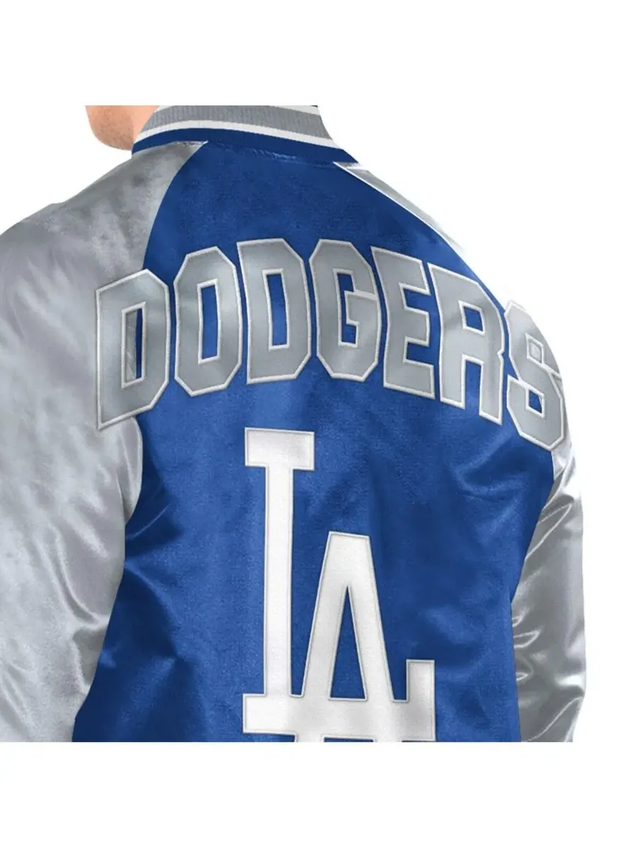Мужская куртка-бомбер из атласа с принтом Los Angeles Dodgers Starter — изображение 4 из 6, серый