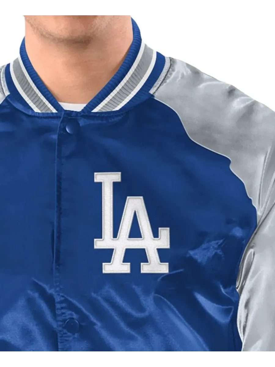 Мужская куртка-бомбер из атласа с принтом Los Angeles Dodgers Starter — изображение 5 из 6, серый