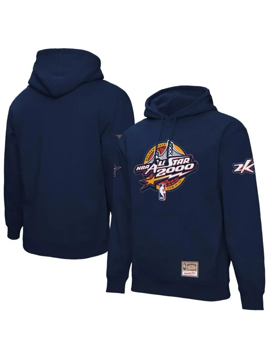Mitchell & Ness Мужская и женская толстовка с капюшоном темно-синего цвета, посвященная Матчу всех — изображение 1 из 3