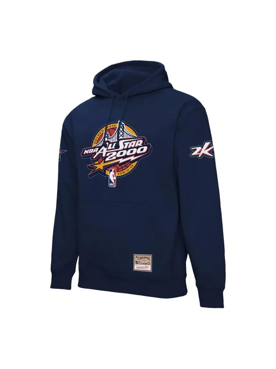 Mitchell & Ness Мужская и женская толстовка с капюшоном темно-синего цвета, посвященная Матчу всех — изображение 2 из 3