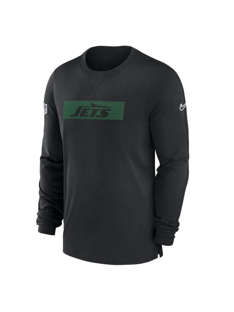 Nike Мужская черная футболка с длинным рукавом "New York Jets Sideline Player Performance" — изображение 3 из 3, черный