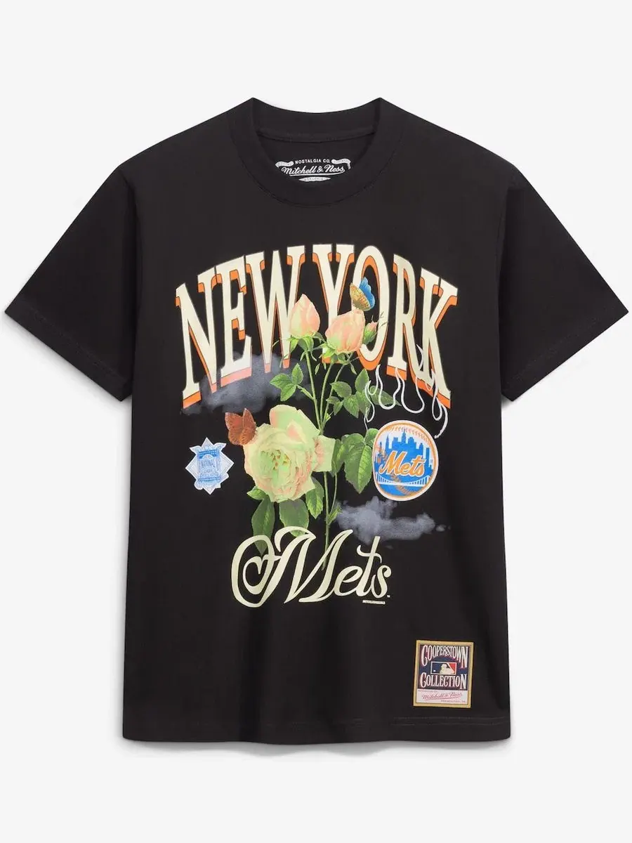 Футболка с принтом Cooperstown Floral Mitchell & Ness — изображение 1 из 2, черный