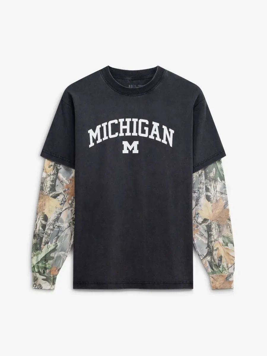 Футболка с длинным рукавом с принтом Michigan Wolverines Back Bay Twofer Uscape Apparel