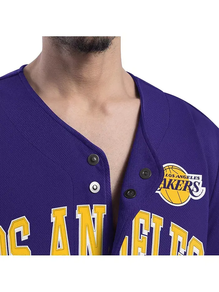Мужская модная бейсбольная джерси Los Angeles Lakers Adaptive Star Player в фиолетовом цвете G-III — изображение 2 из 2