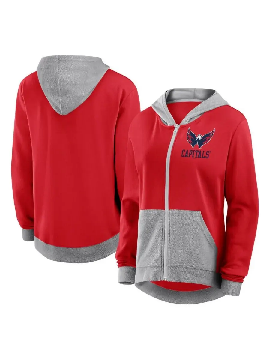 Logo Athletic Женская красная толстовка на молнии Washington Capitals Hit It из французского — изображение 1 из 3, красный