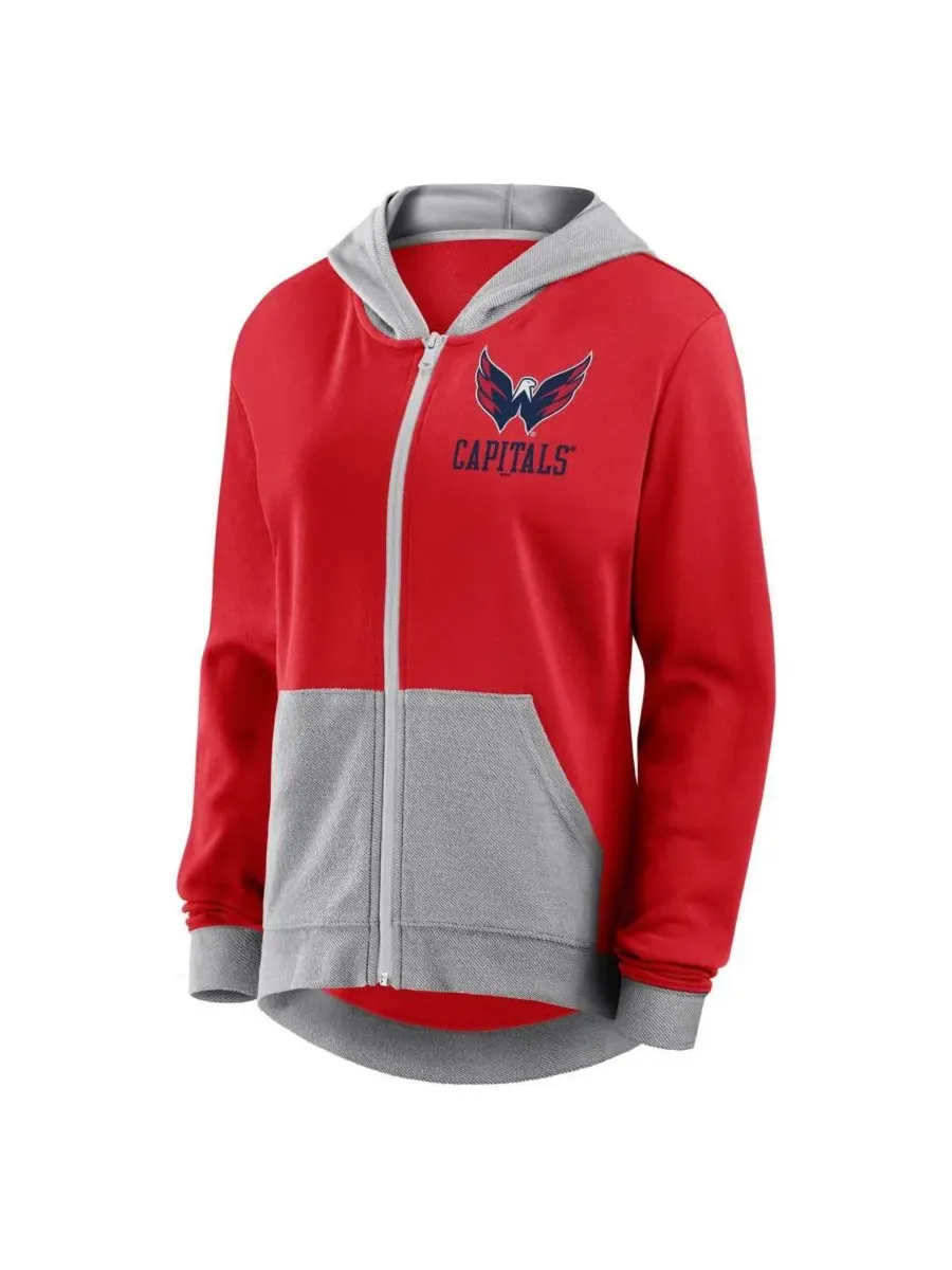 Logo Athletic Женская красная толстовка на молнии Washington Capitals Hit It из французского — изображение 2 из 3, красный