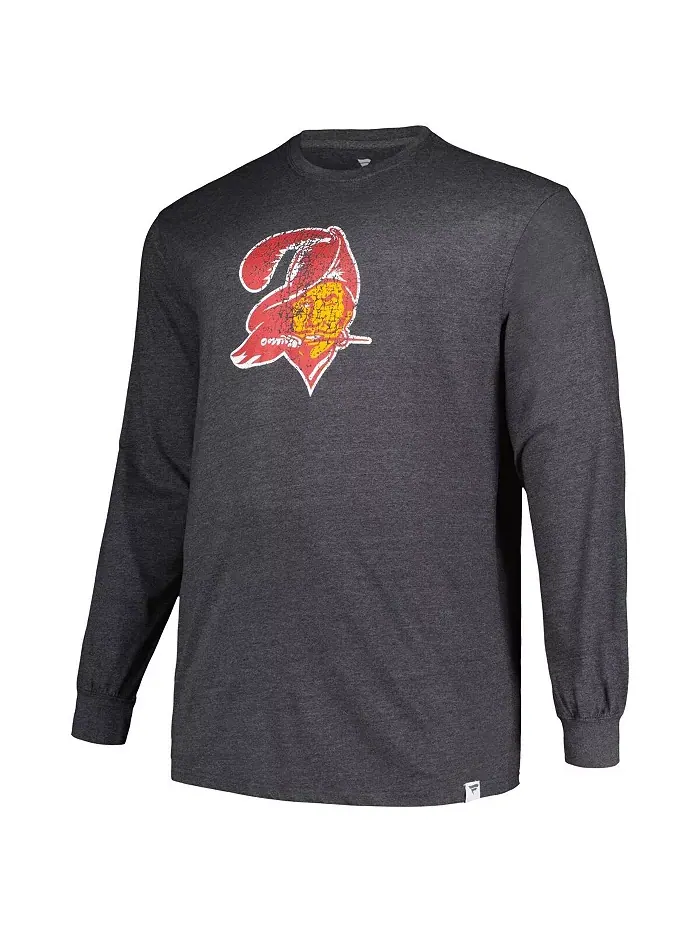 Мужская футболка с длинным рукавом Heather Charcoal Distressed Tampa Bay Buccaneers Big and Tall — изображение 3 из 3