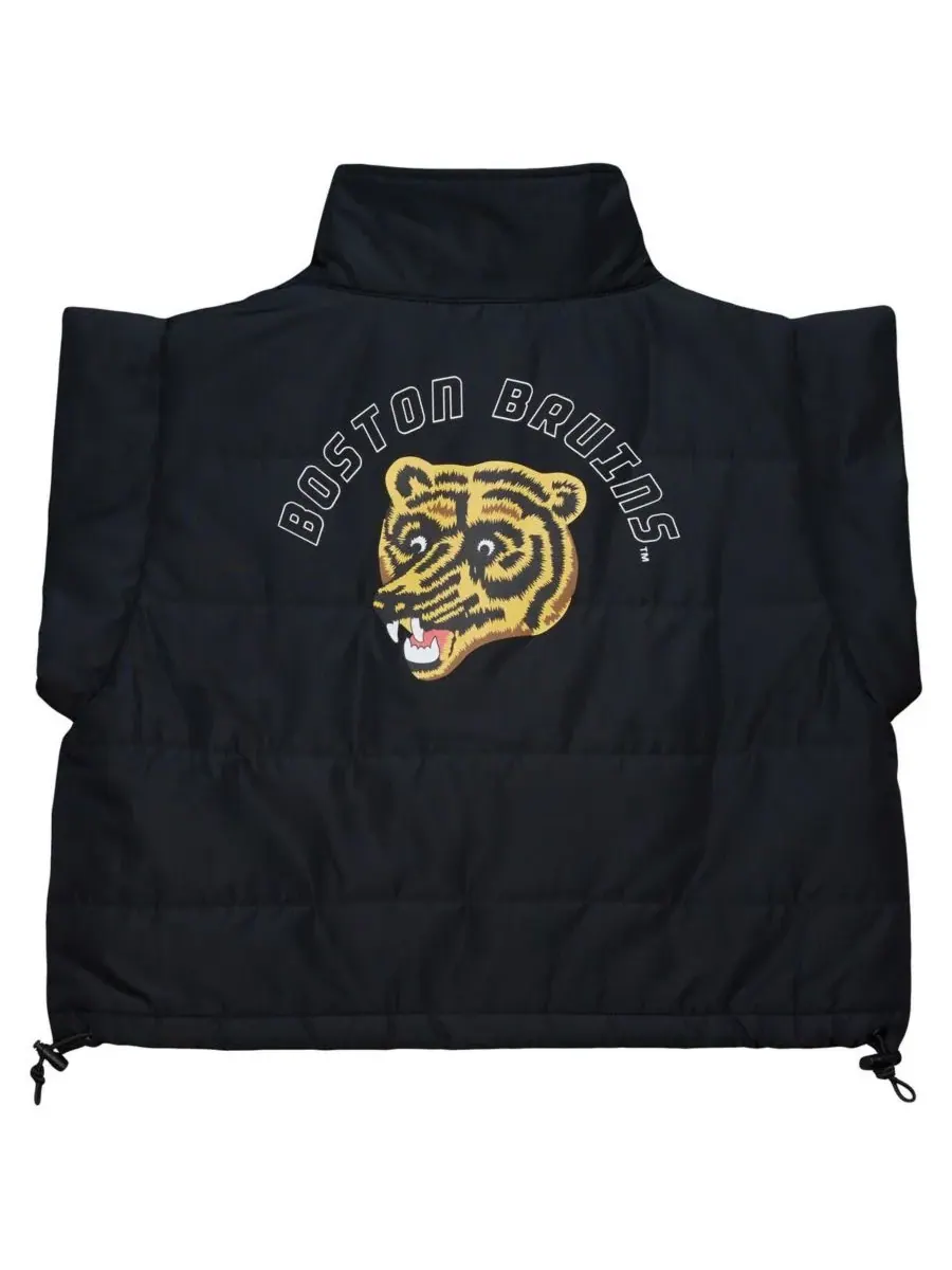 Mitchell & Ness Женский черный укороченный пуховый жилет на молнии с символикой Boston Bruins — изображение 2 из 3