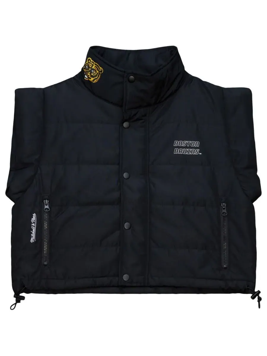 Mitchell & Ness Женский черный укороченный пуховый жилет на молнии с символикой Boston Bruins — изображение 3 из 3