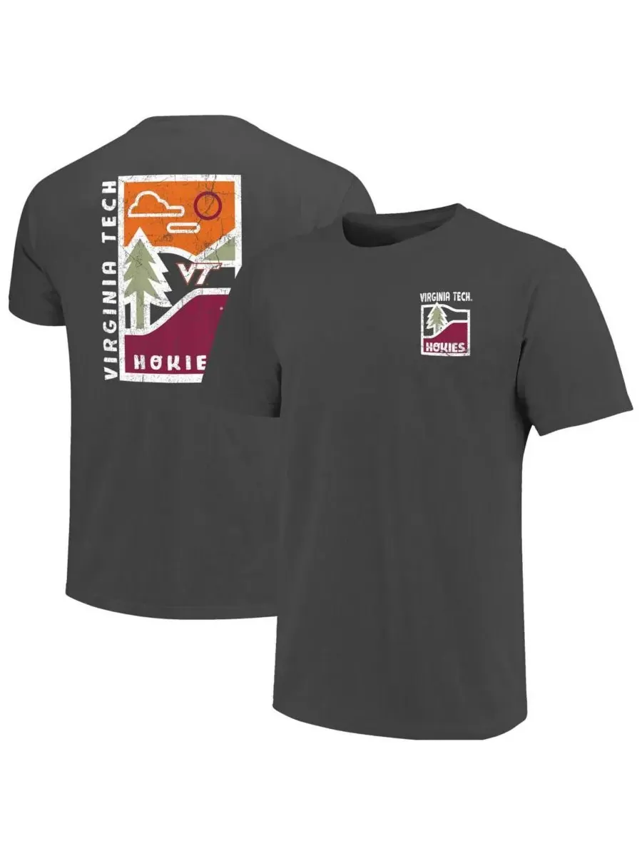 Image One Мужская футболка Virginia Tech Hokies цвета графит с минималистичным рисунком Vista и — изображение 1 из 3, серый
